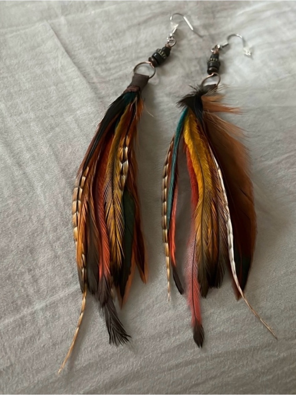 Handmade Cruelty Free Feather Sterling Silver Hook Earrings